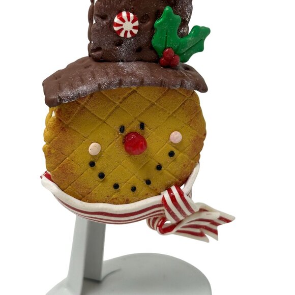 Snowman Ornament Faux Cookie Chocolate Peppermint Top Hat Holiday Kitchen Decor - Picture 3 of 16